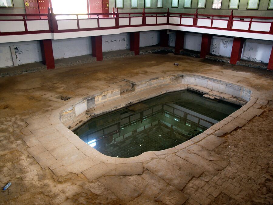 Huaqing Palace, pabellón junto al estanque de loto